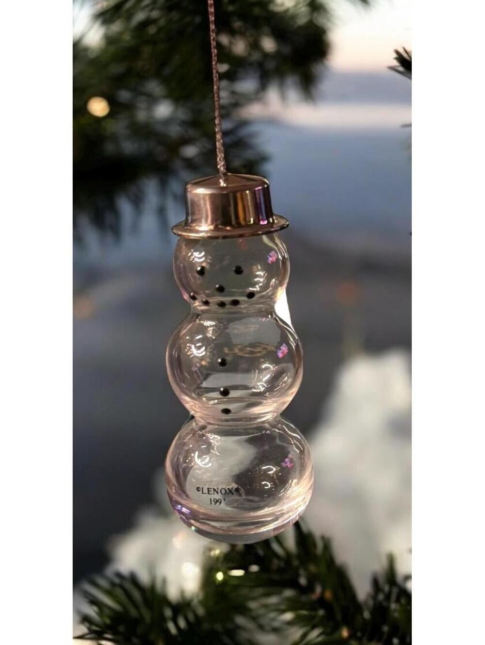 Vintage 1991 Lenox Ornament Glass Snowman In Original Box